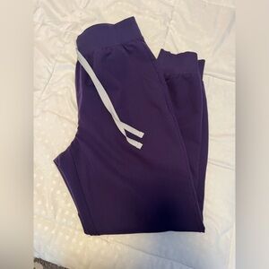 Figs Purple jam Jogger Pants with Light Gray Drawstring medium like new